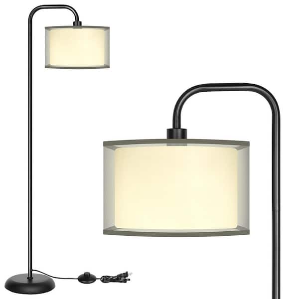 Unbranded 64.1 in. Standing Lamp with Foot Switch Modern Paint Organza Fabric Shade Arc Floor Lamp for Living Room Bulb Included
