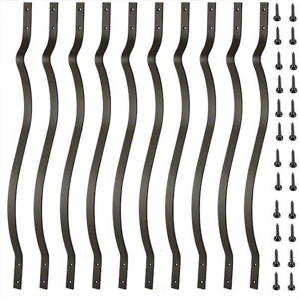 Afoxsos Metal Deck Balusters 51-Pack, 32.25 x 1 Black Staircase Spindles with Screws, Durable Iron Railing for Outdoor Porch