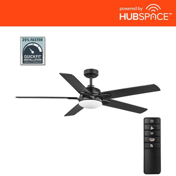 Home Decorators Collection Greenhaven 60 in. White Color Changing LED Matte Black Smart Ceiling Fan with Light Kit and Remote Powered by Hubspace
