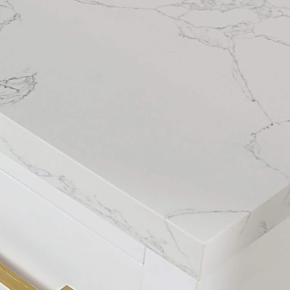 Gavino 84" White Wood Vanity with Composite Stone Top