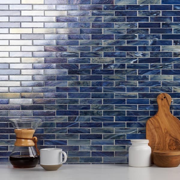 Amber Sky Blue 12.59 in. x 12.67 in. Polished Glass Wall Mosaic Tile (1.1 sq. ft./Each)