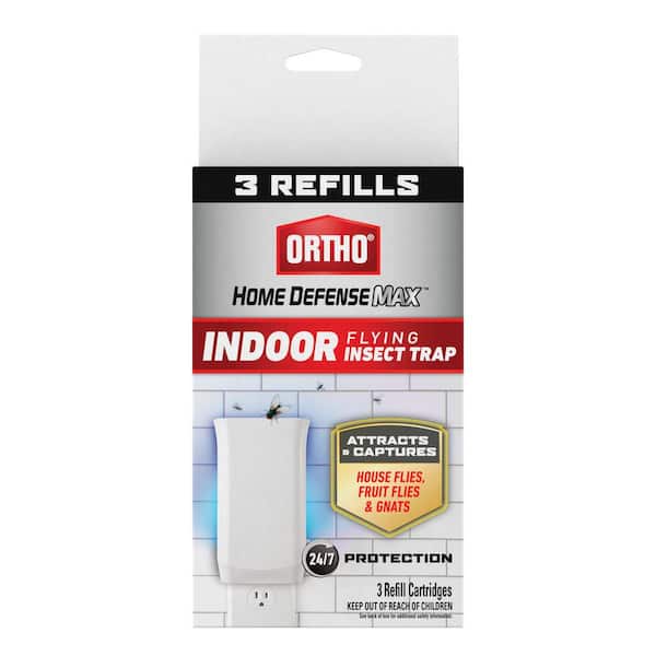 Home Defense Max Indoor Flying Insect Trap Refills, For House Flies, Fruit Flies, and Gnats (3 Refill Cartridges)