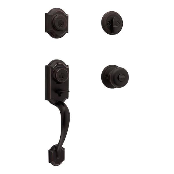Montara Venetian Bronze Single Cylinder Keyed Entry Door Handleset with Juno Interior Doorknob ft Smartkey Security