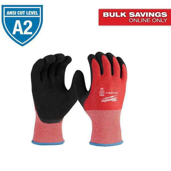 Medium Red Latex Level 2 Cut Resistant Insulated Winter Dipped Work Gloves