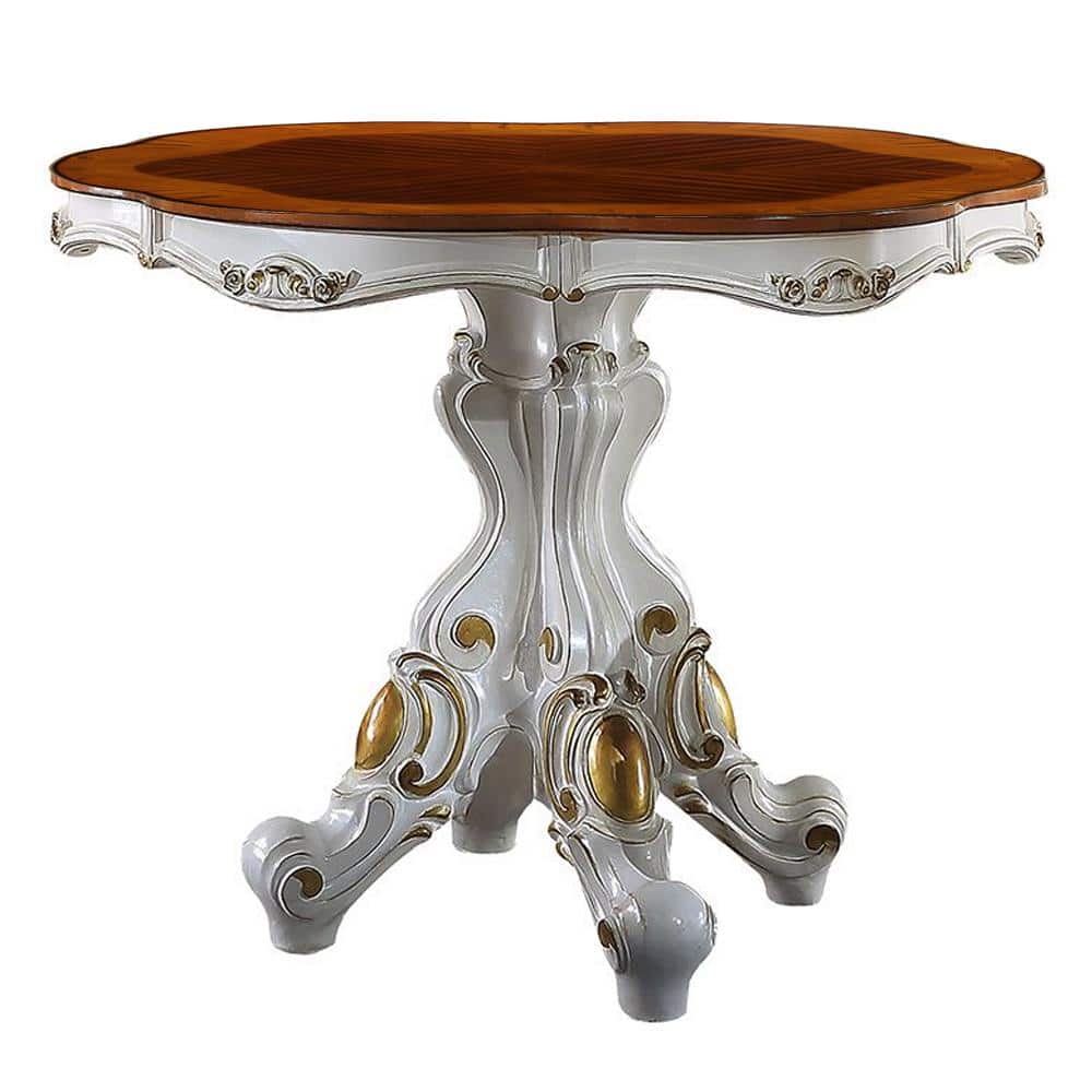 Reclaimed Wood Round Counter Height Dining Table in Antique Pearl