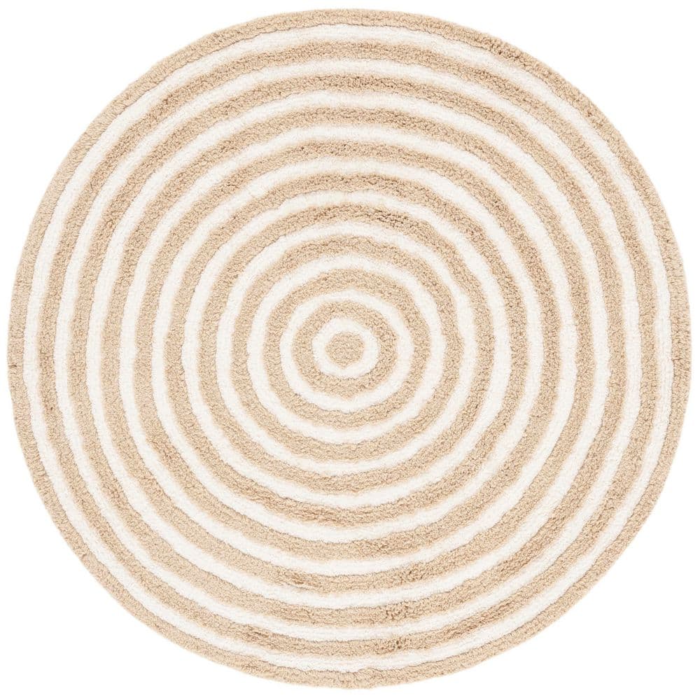 Ivory Machine SAFAVIEH Easy Care 3 ft. x 3 ft. Beige/Ivory Machine Washable High-Low ...
