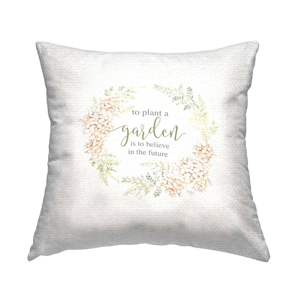 Uplifting Garden Phrase Off-White Square Outdoor Throw Pillow price history on PriceWatchPro