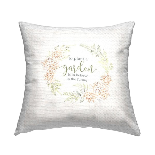 Stupell Industries Uplifting Garden Phrase Off-White Square Outdoor Throw Pillow