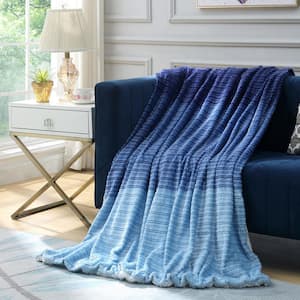 COZY TYME Jacques Navy Throw Super Soft 100 Polyester 60 in. x 70