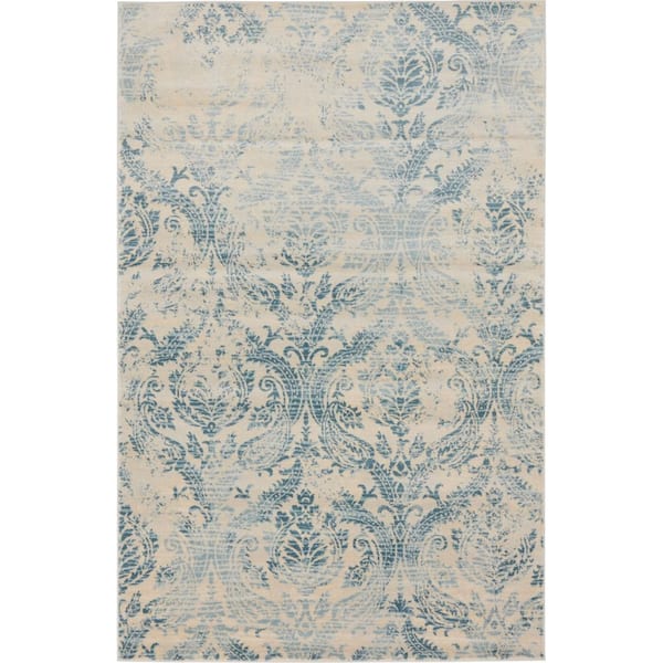 Unique Loom Paris Oak Blue 4' 0 x 6' 0 Area Rug