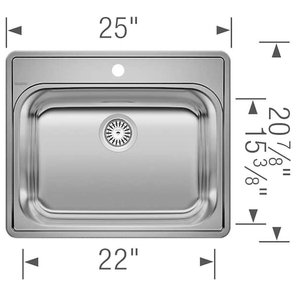 Essential 22 in. x 12 in. Drop-In Stainless Steel 1-Hole Single Bowl Kitchen Sink in Brushed Satin