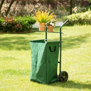 2.89 cu. ft. Steel Outdoor Cleaning Fabric Garden Cart with Detachable Leaf Trash Bag