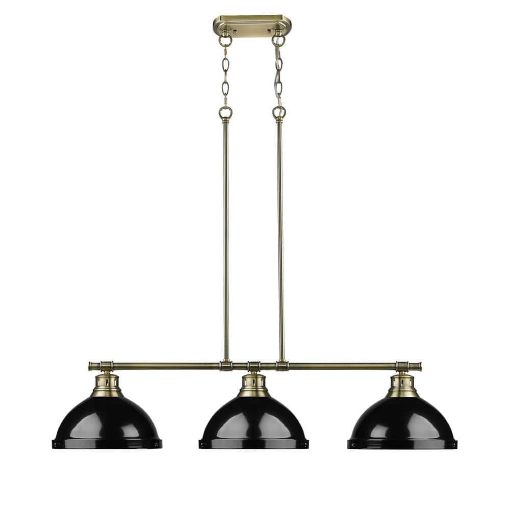 Duncan AB 3-Light Aged Brass Pendant with Black Shades price history on PriceWatchPro