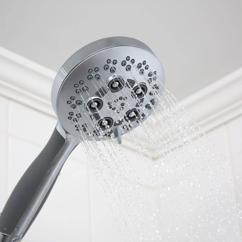 Polished Chrome Multi-Function Handheld Shower Head with 5 Settings