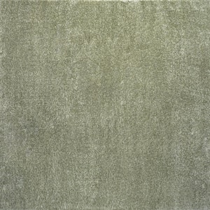 Haze Solid Low-Pile Green 5 ft. Square Area Rug