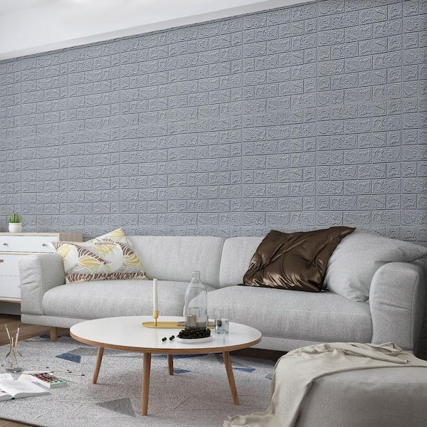 Art3d 30 Pcs Peel and Stick 3D Brick Wallpaper in Grey, Faux Foam Brick  Wall Panels for Bedroom, Living Room(/Pack) A06hd005GY - The Home  Depot