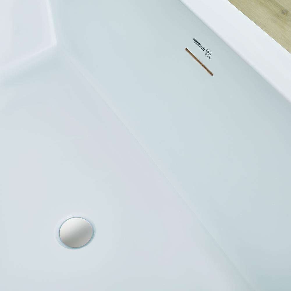 Vanity Art 59" White Acrylic Freestanding Bathtub with Center Drain