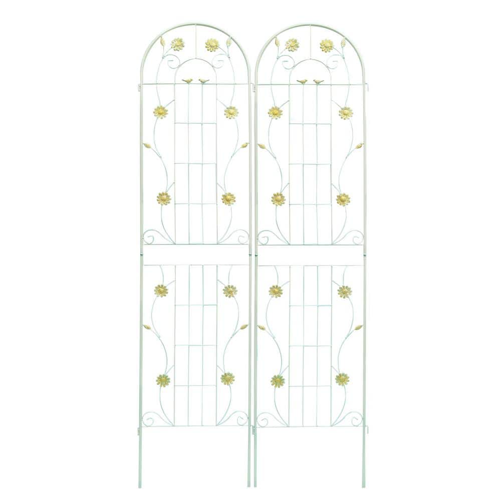 86.7 in. H Metal Garden Trellis Rustproof Trellis for Climbing Plants Outdoor Flower Support in White (2-Pack) price history on PriceWatchPro