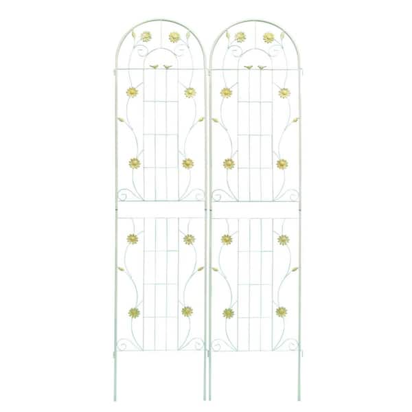 maocao hoom 86.7 in. H Metal Garden Trellis Rustproof Trellis for Climbing Plants Outdoor Flower Support in White (2-Pack)
