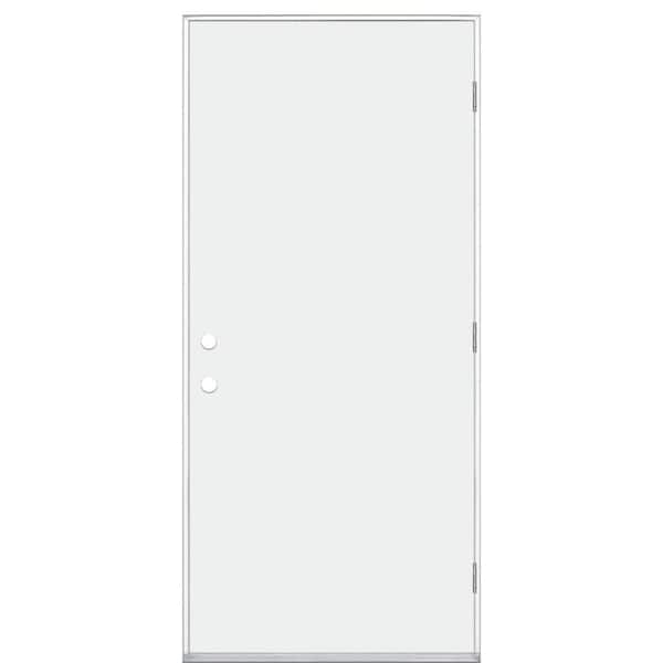 Masonite 36 in. x 80 in. Premium Flush Left Hand/Outswing Primed Steel Prehung Front Door No Brickmold