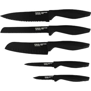 Daku Series 5-Piece Ceramic Coated Stainless Steel Black Knife Set