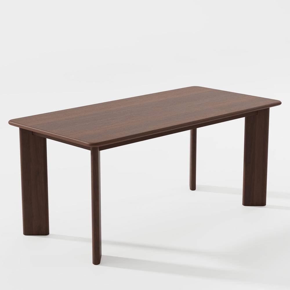 George Modern Rectangle Walnut Oak Wood Top 67 in. 4 Legs Dining Table Seats 6