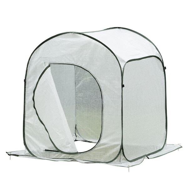 Outsunny 3 ft. x 3 ft. x 4 ft. Polyethylene White Portable Greenhouse with Arc Door and Carry Bag