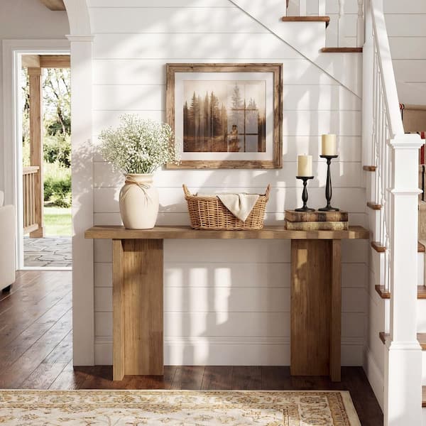 TRIBESIGNS WAY TO ORIGIN Farmhouse 63 in. Brown Rectangular Wood