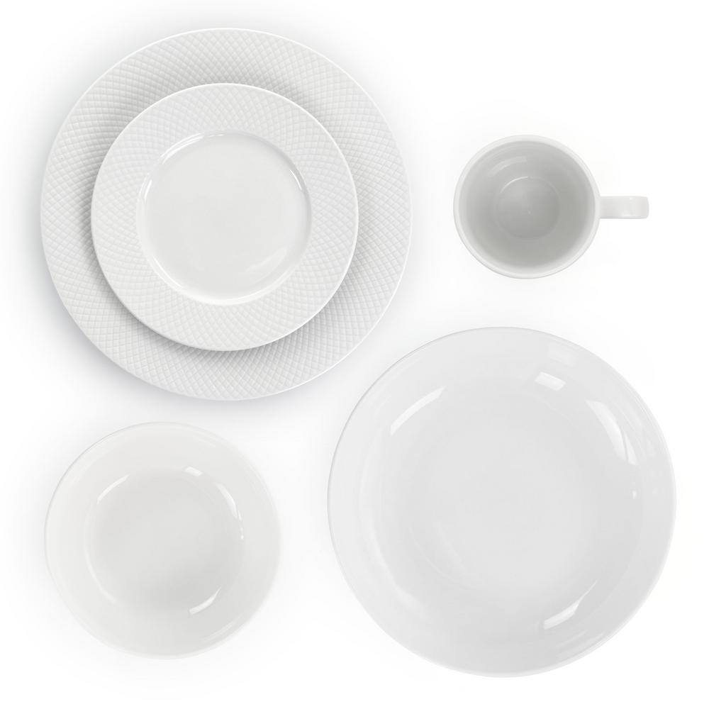 Elama 18-Piece White Porcelain Round Dinnerware Set