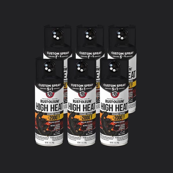 12 oz. High Heat 5-in-1 Flat Black Protective Enamel Spray Paint (Case of 6)