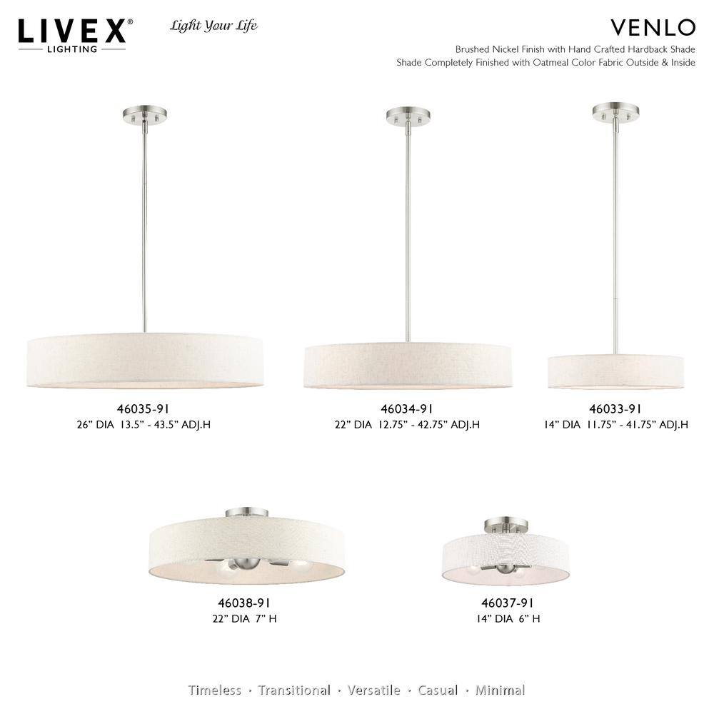 Sophisticated Brushed Nickel 4-Light Drum Pendant with Oatmeal Shade