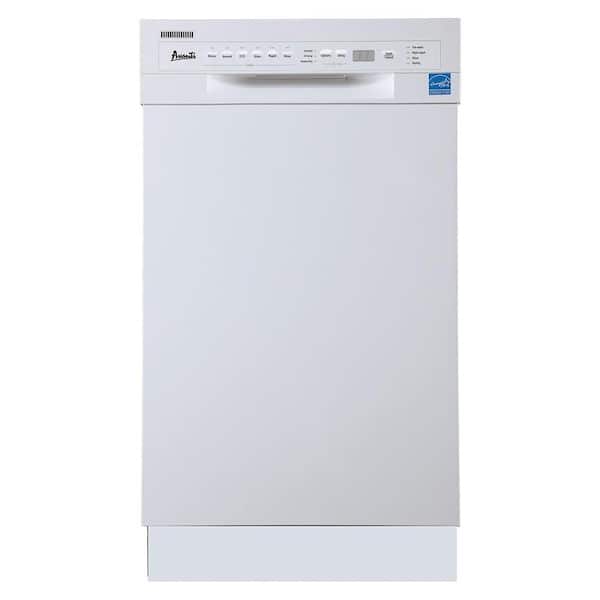 Avanti 18 in. Stainless Steel Interior Front Control Smart 120-Volt Dishwasher in White