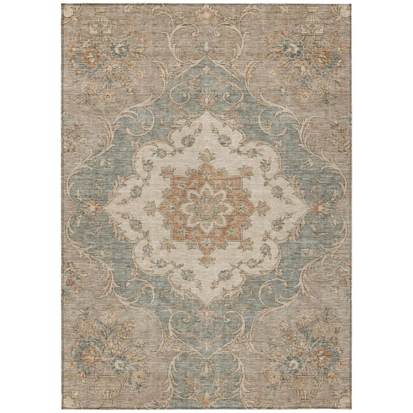 Chantille Machine Washable Indoor/Outdoor Abstract ACN3080 Putty 10 ft. x 14 ft. Area Rug