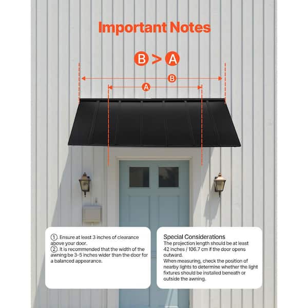 SVOPES Fixed Metal Awning 80 x 36 in. Window and Door Canopy