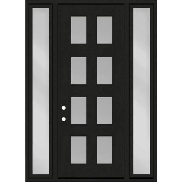 Steves & Sons Regency 68 in. x 96 in. 8L Modern Clear Glass RHIS Onyx Stain Fiberglass Prehung Front Door w/Clear14in. SLs 6-9/16