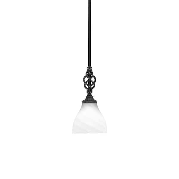 Unbranded Bridgewater 100 W 1-Light Matte Black Standard Mini Pendant Light with Glass Shade