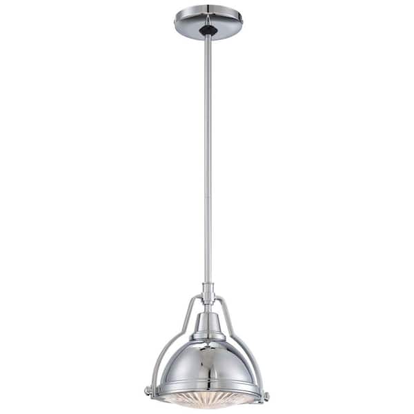 Home Decorators Collection 1-Light Brushed Nickel and Glass Mini Pendant 