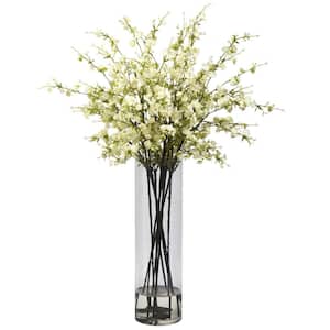 Giant Cherry Blossom Artificial Arrangement in White