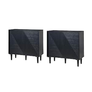 Winifred Black 3 in. Tall 2 - Door Accent Storage Cabinet with Adjustable Shelves Set of 2