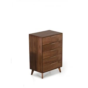 Valerie Brown 5 Drawers 30 in Chest of Drawers