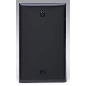1-Gang No Device Blank Wallplate, Standard Size, Thermoplastic Nylon, Box Mount, Black