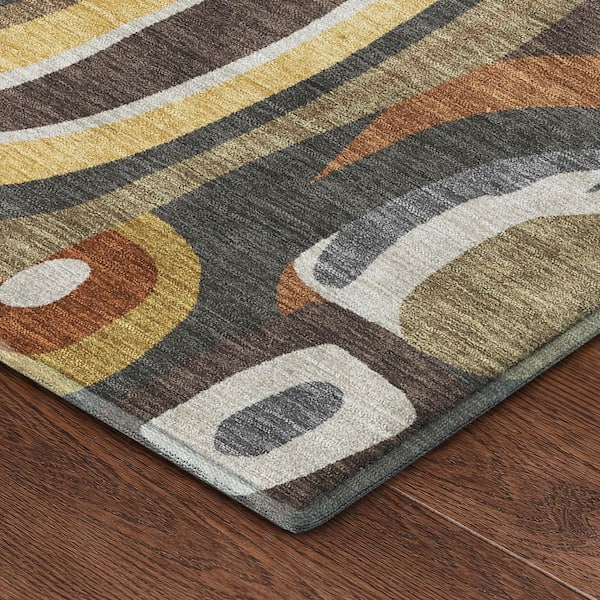 Mayfield Premium Machine Washable Abstract AMF2488 Coffee 9 ft. x 12 ft. Area Rug