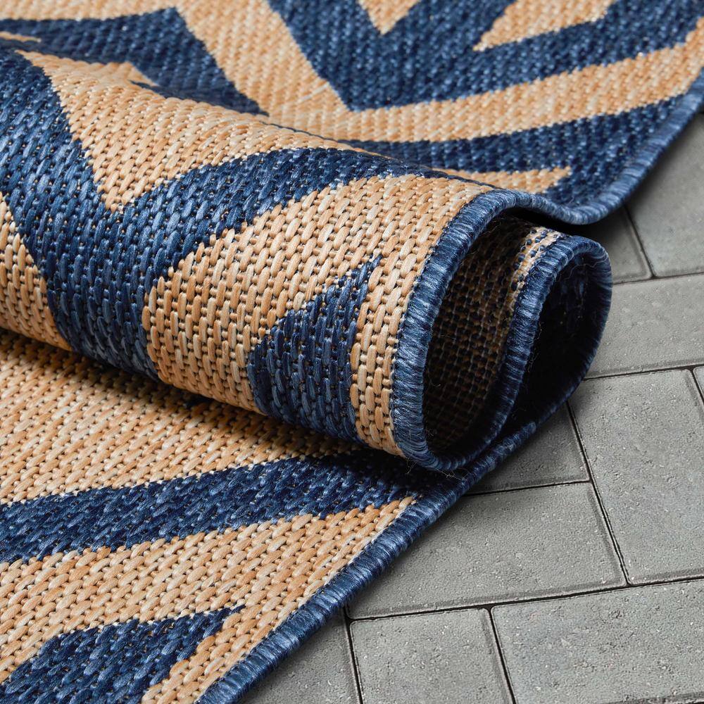 Aegean Blue Flat-Woven Synthetic Reversible Outdoor Rug