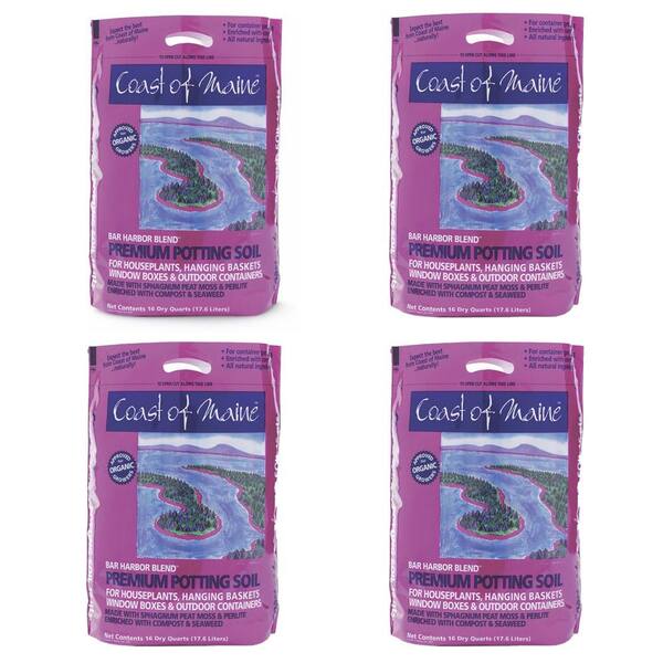 Bar Harbor Blend Organic Potting Soil, 16 Qt. Bag (4Pack) 4 x 1cbBH16