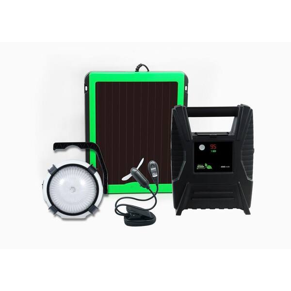 NATURE POWER PowerPak Deluxe Solar Power 3-Watt Charging Kit with Portable LED Light and Mini Fan/LED Reading Light