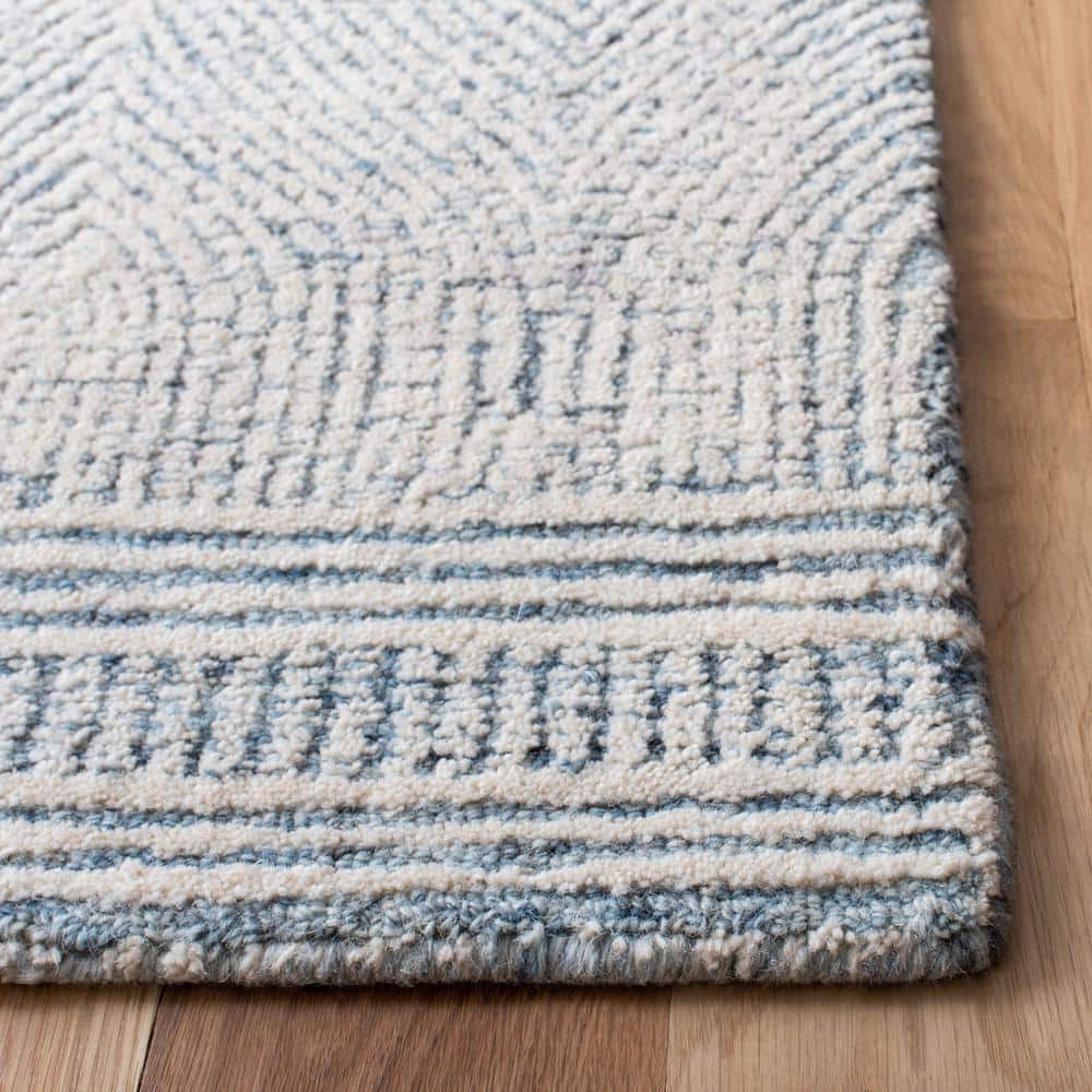SAFAVIEH Abstract Caelestinus Geometric Wool Area Rug, Ivory/Blue, 2' x 3'