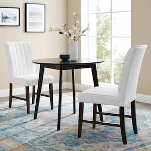 Motivate White Channel Tufted Upholstered Fabric Dining Side Chair (Set of 2)