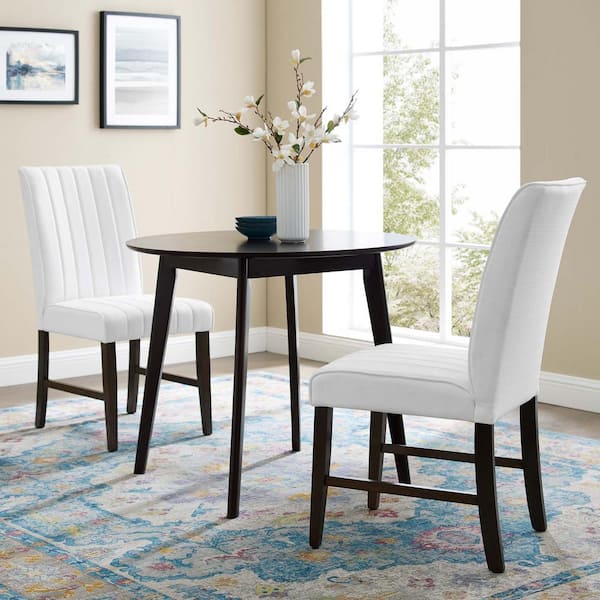 MODWAY Motivate White Channel Tufted Upholstered Fabric Dining Side Chair (Set of 2)