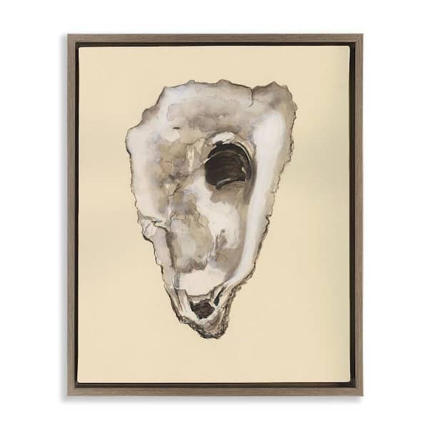 Oyster Sea Creature by Michael Willett Brown Floater Frame Coastal Graphic Art Print 21 in. x 17 in.