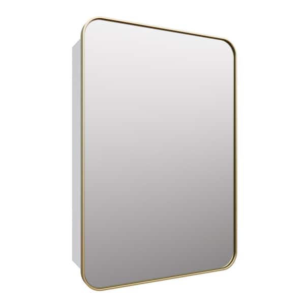 Calla 22 in. W x 32 in. H x 5 in. D Recessed Medicine Cabinet in Satin Brass with Mirror